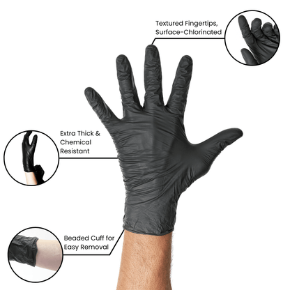 Nitrile Exam Gloves 5 Mil - Black (1,000 Gloves/Case) | GP50 - Eco Gloves