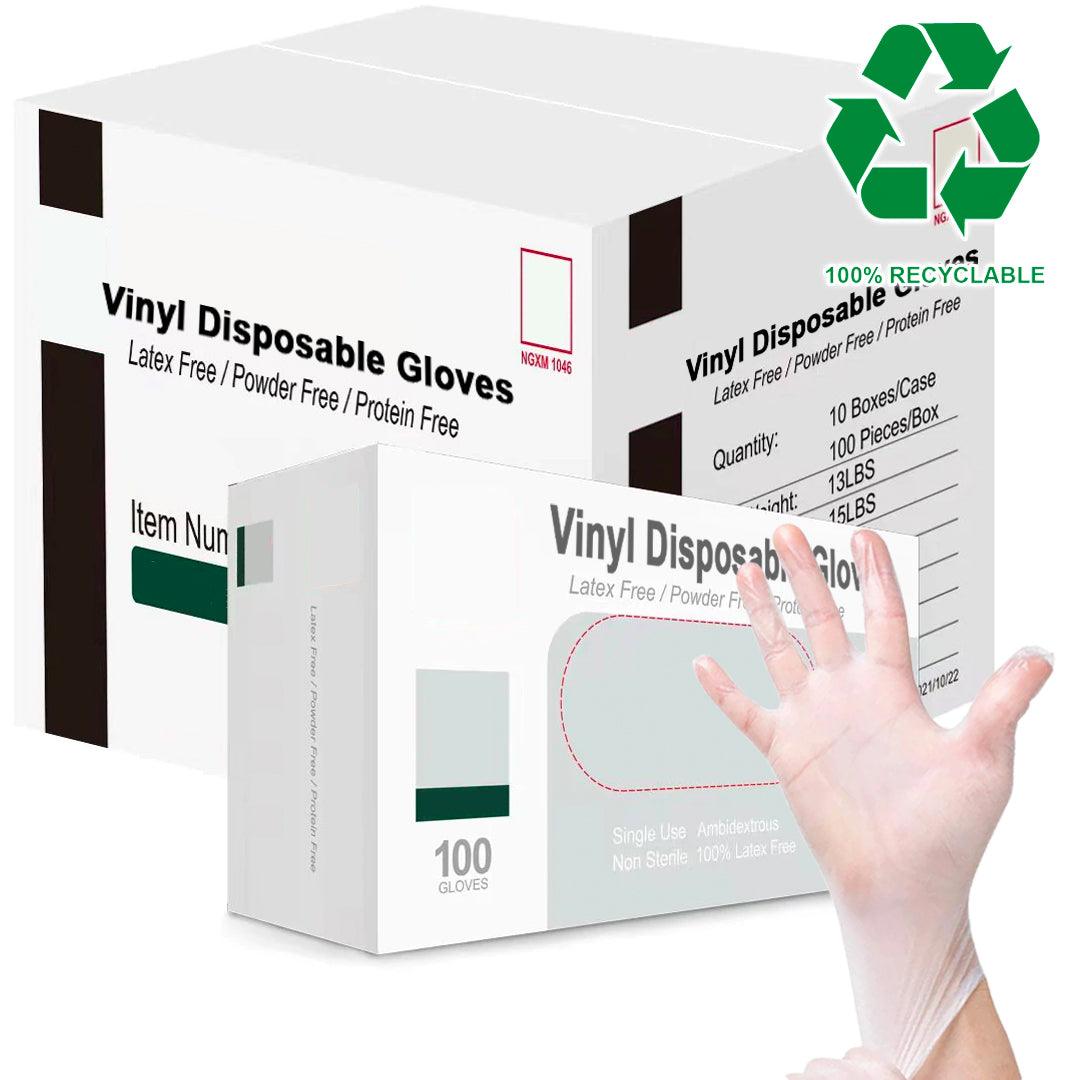 Vinyl Disposable Gloves (Case of 1,000) - 100% Recyclable - Eco Gloves
