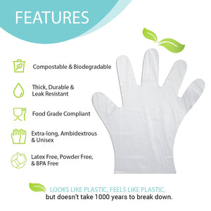 Disposable Eco-Friendly Compostable Gloves - 5 Pack - Eco Gloves