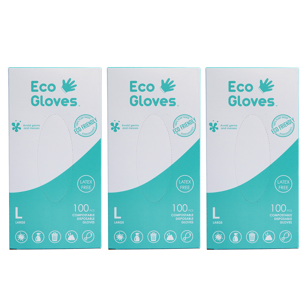 Compostable Disposable Gloves - Clear (3 Pack) | Eco Gloves - Eco Gloves