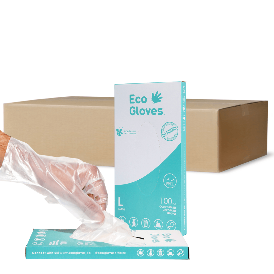 Compostable Disposable Gloves - Clear (Case of 24 Boxes) | Eco Gloves - Eco Gloves