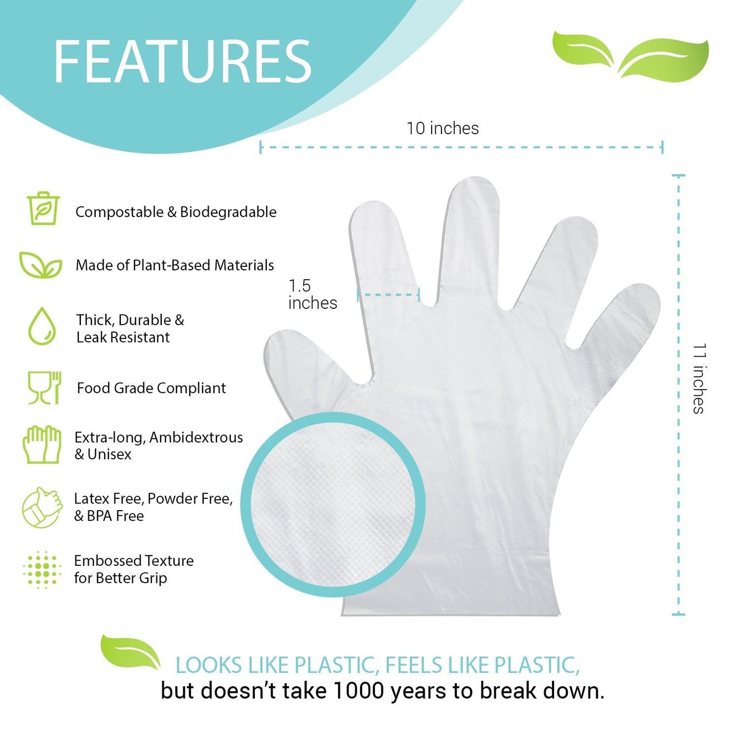 SAMPLES of Individually Wrapped Compostable Gloves - Clear (1 Pair) - Eco Gloves